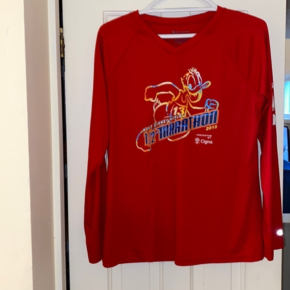 Champion Disney Donald Duck WDW Half Marathon 2015 Race Shirt Women's Large